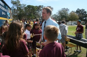 Notre Dame graduate student Kevin Casey is spending his first year in the ACE program teaching fourth-graders at Sacred Heart.