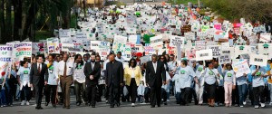 Rev. Matthews participated in both the first Selma march and the 2010 march in Tallahassee that drew nearly 6,000 in support of parental choice. He is in the front row on the left, walking with the cane.