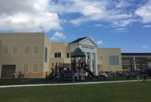 Children play outside on Franklin Academy's new campus in sunrise, Fla.
