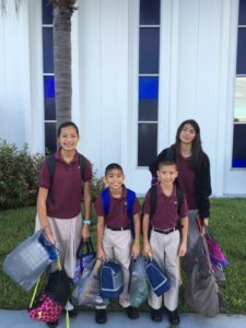 Olivia Huron-Schaeffer's four children, ready for school.